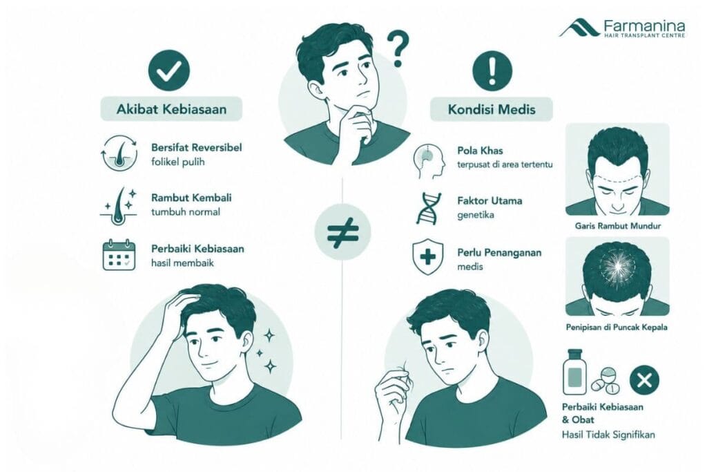 Ciri-ciri rambut rontok karena penyakit