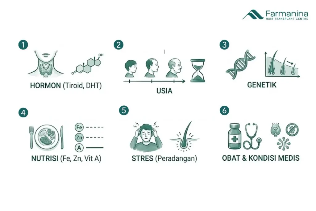 Faktor-faktor yang memengaruhi siklus pertumbuhan rambut.