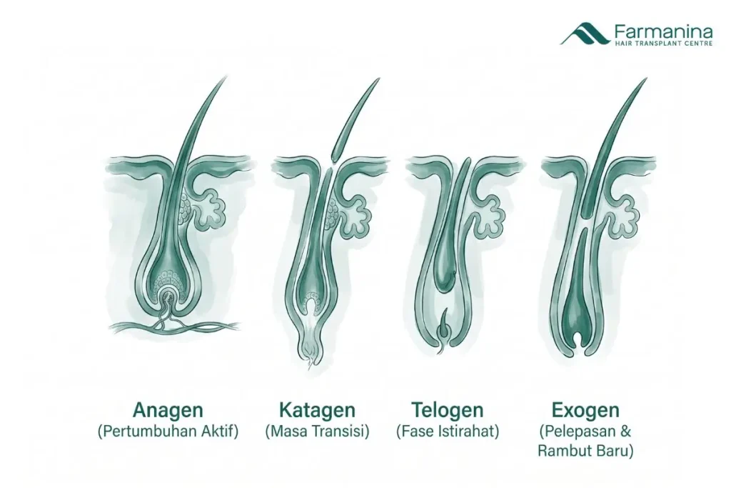 Siklus pertumbuhan rambut dari fase anagen hingga eksogen