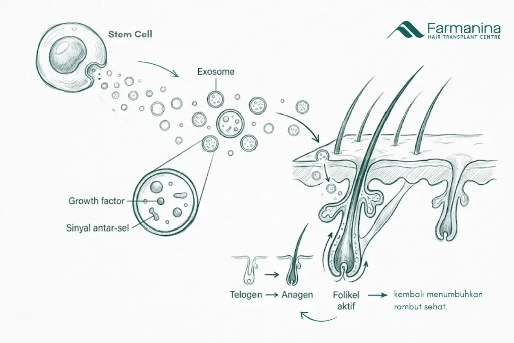 Cara kerja hair exosome therapy. 