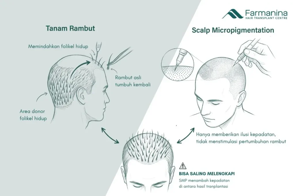 Perbedaan scalp micropigmentation vs tanam rambut.